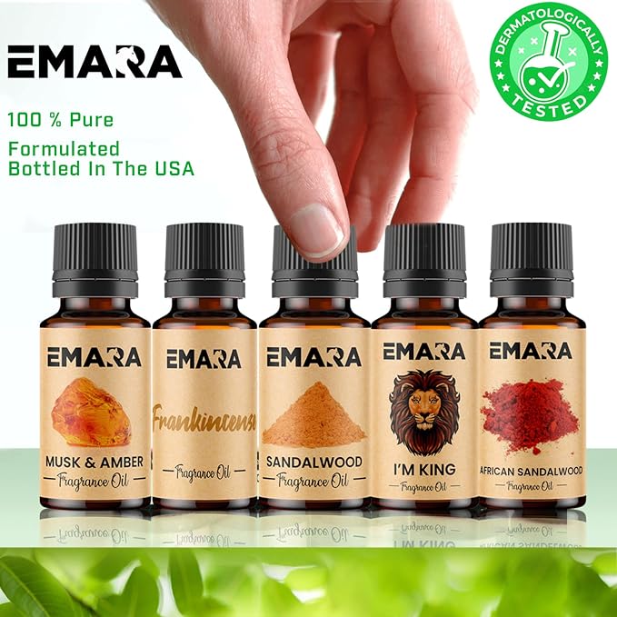 EMARA All Natural Earthy I'm King Essential Oil for Diffusers, Skin Care, Aromatherapy Fragrance Oil, Organic Therapeutic Grade 15 mL (1/2 fl oz)