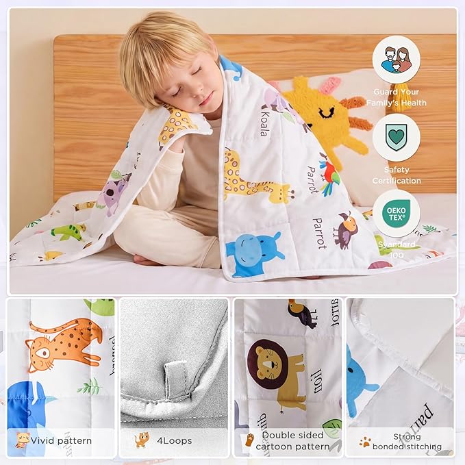 Weighted Blanket - 5 lbs Animal Pattern Heavy Blanket - Small Size Breathable Lap Blanket(36 * 48 inches, 5 lbs)