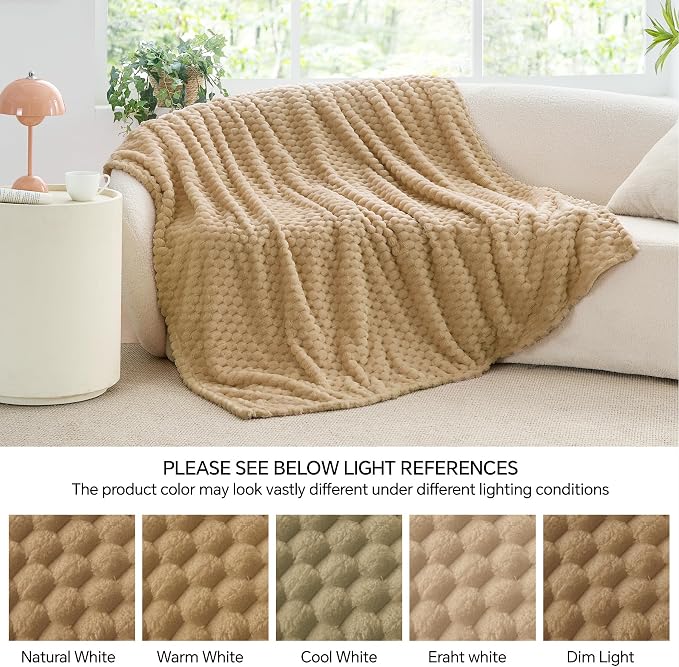 BEDELITE Camel Twin Blanket for Couch, Soft Cozy Gifts for Women, 60 * 80 | 3D Jacquard Decorative Fleece Blanket, Super Soft Plush Throws, Cute Birthday Gift for Women & Men, Suitable for All Seasons