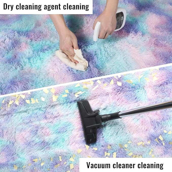PAGISOFE Adorable Rainbow Runner Rugs for Girls Bedroom Hallway Plush Fluffy Purple Rug 2x6 Ft, Soft Carpet for Kids Room, Non-Slip Indoor Mermaid Rugs for Nursery Kids Girls Room Home Decor Sturdy
