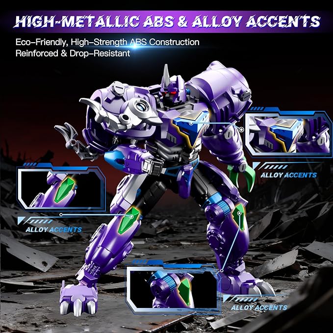 Transforming Toys Figures-Robot Toys for Boys, Action Figure for Kids 5 + Birthday Dinosaur Toys for Kids 5-14, ABS Metal Texture-Part of Alloy