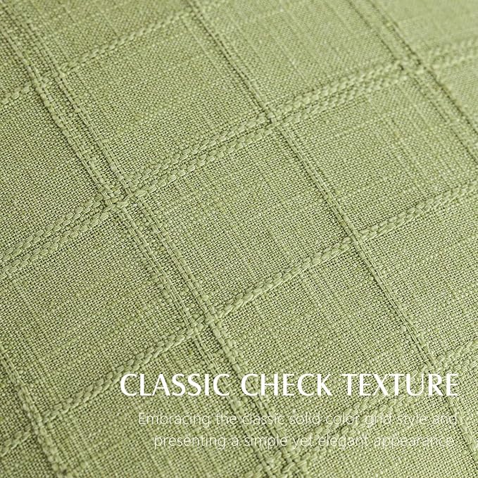 Foindtower Set of 2 Decorative Linen Check Throw Pillow Covers Neutral Farmhouse Vintage Cushion Covers Modern Boho Accent Home Decor for Sofa Chair Couch Bedroom Living Room,18×18 Inch,Light Green