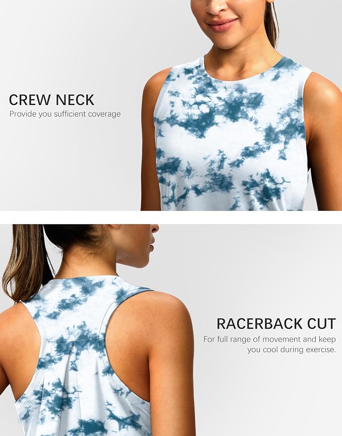 Women's Workout Tops Racerback Athletic Tank Tops Sleeveless Loose Fit Yoga Running Gym Shirts for Women