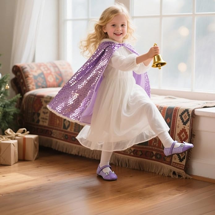THEE BRON Mary Jane Ballet Flats - Girls' Dress Shoes with Hook & Loop Closure