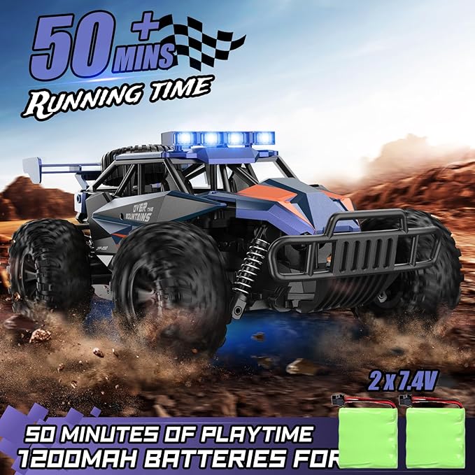 kolegend Remote Control Car for Boys, 2.4GZh RC Cars, 1:12 Monster RC Truck Off Road with LED Headlight and Rechargeable Battery Gifts for Adults Boys 8-12
