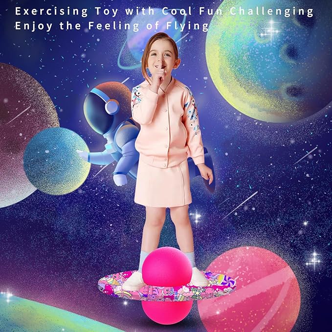Pogo Ball for Kids & Adults Up to 200lb, Balance Coordination Trick Bounce Board Pop Ball Cool Fun Challenge Indoor Outdoor Toys Pogo Jumper Birthday Gifts for Boys Girls