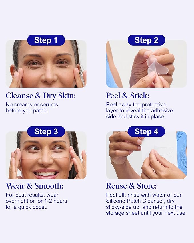 Wrinkles Schminkles Facial Smoothing Set | Mouth & Lip 2-Pack | Eye Wrinkle Patches 3-Pairs | Forehead Wrinkle Patches 2-Pack | Reusable Hypoallergenic Silicone Smoothing Pads