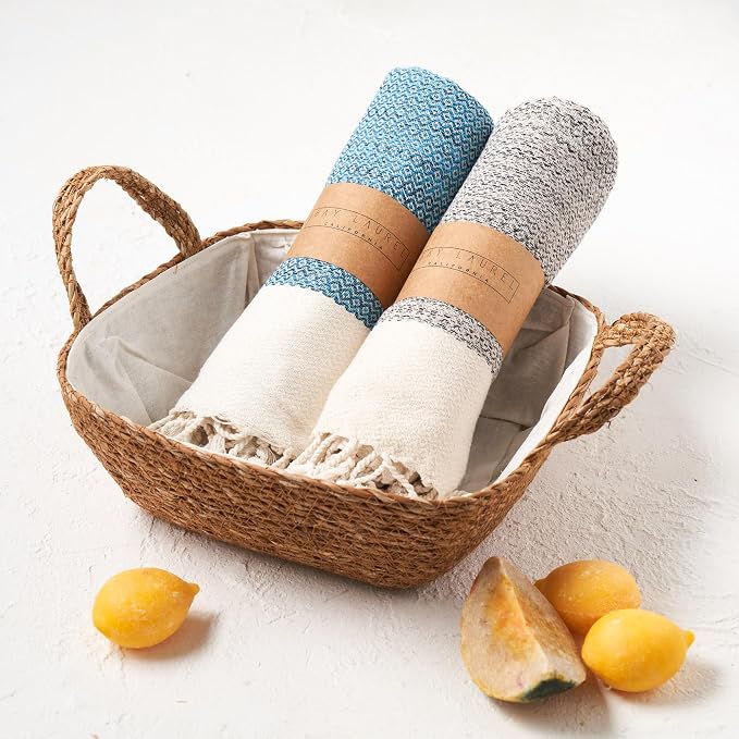 BAY LAUREL Turkish Hand Towel – Pack of 2 | Soft & Absorbent Decorative Towels for Bathroom, Hand, Face, Hair, Gym, Yoga, SPA, Kitchen & Tea | Boho Decor (Royal, Diamond 16x40 Inches (Set of 2)