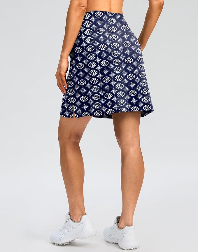 18" Skorts for Women 3 Pockets High Waist Long Athletic Tennis Skirt Golf Skort for Casual Summer Travel