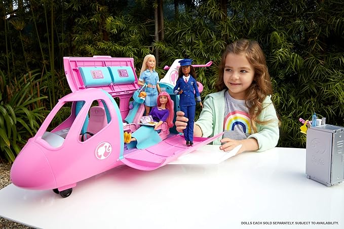 Barbie Dreamplane Transforming Playset with Reclining Seats and Working Overhead Compartments, Plus 15+ Pieces Including a Puppy and a Snack Cart, for Kids 3 Years Old and Up (Amazon Exclusive)