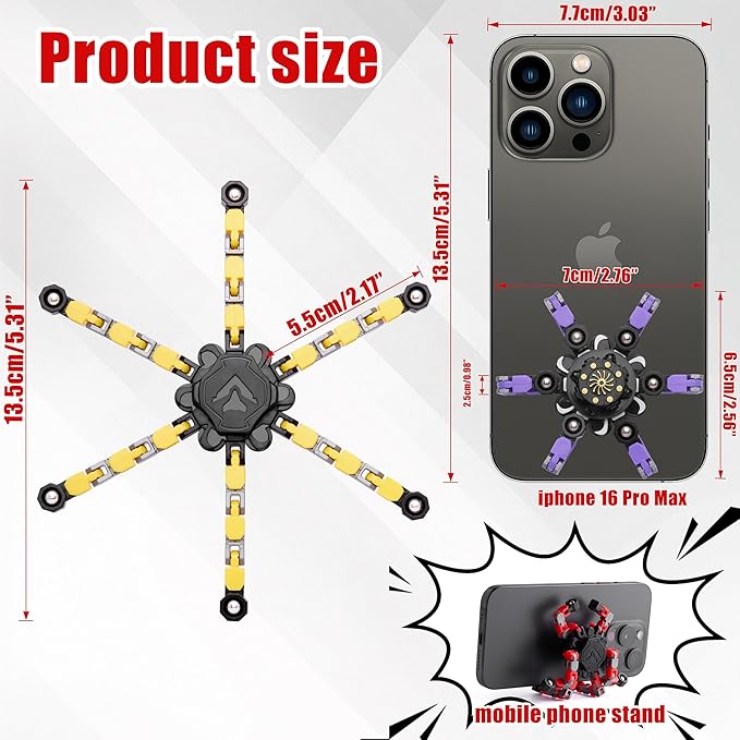 Transformable Fidget Spinners Toys for Adults Kids, 4 Pcs Sensory Toys for Teens with Autism Anxiety Stress Relief Gifts, Durable Robot Fingertip Gyros for Party Favors Stocking Stuffers Treasure Box