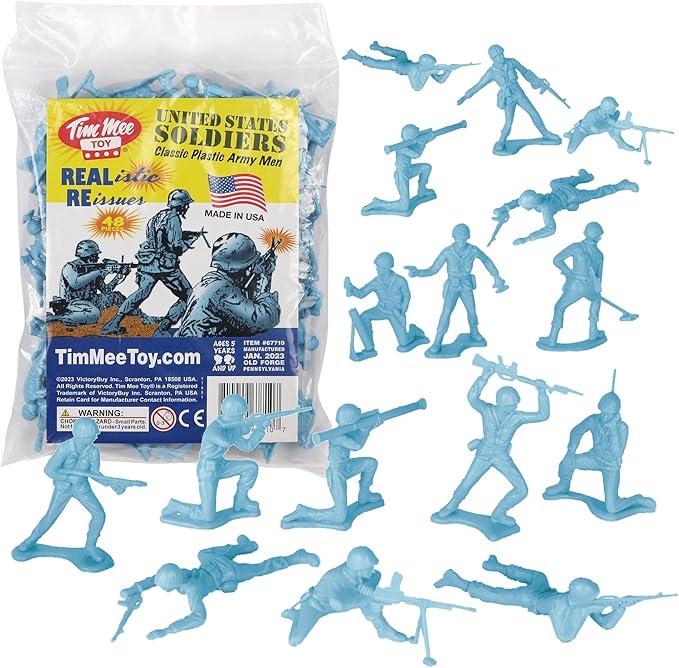 TimMee Plastic Army Men - Powder Blue 48pc Toy Soldier Figures - Made in USA