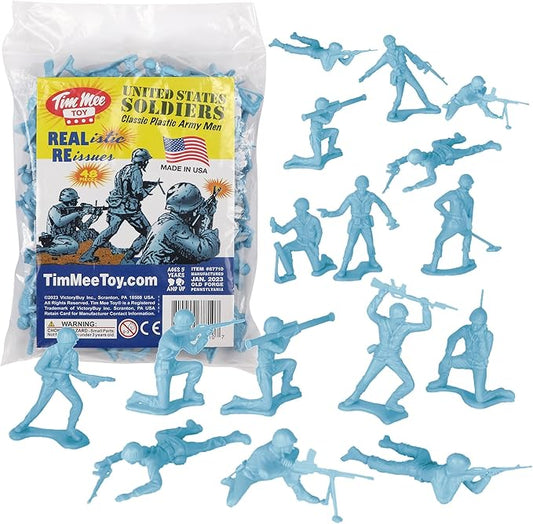 TimMee Plastic Army Men - Powder Blue 48pc Toy Soldier Figures - Made in USA