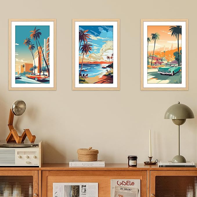11x17 Picture Frame Natural Set of 2, Photo Frame with HD Plexiglass, Display Pictures 9x15 with Mat or 11x17 Without Mat, Natural Picture Frames Collage Wall Decor, Gallary Wall Frame