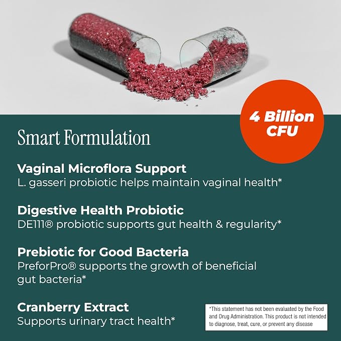 pH-D Feminine Health Support - Women's Health Probiotic with Prebiotic Blend, Cranberry Fruit Extract - Oral Supplement - 30 Count