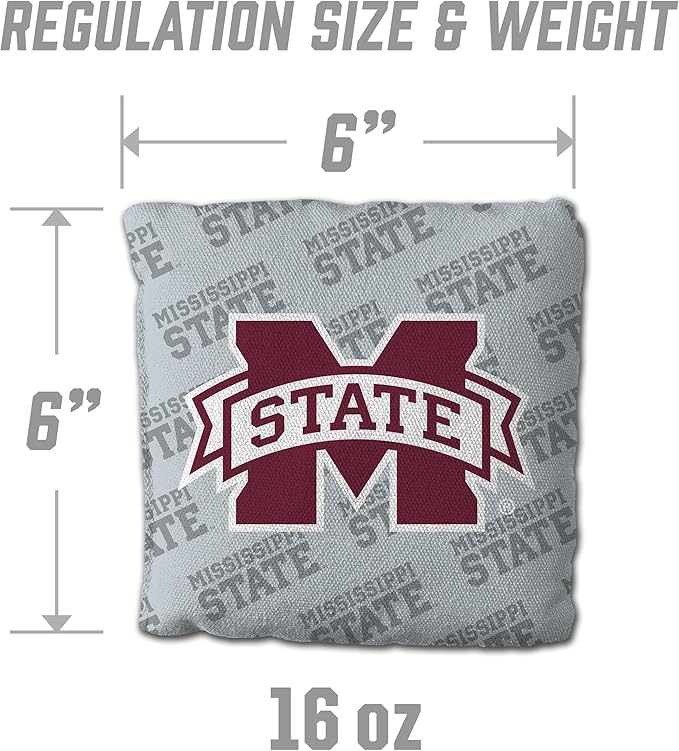 YouTheFan Officially-Licensed NCAA Set of 4 Cornhole Bags - All Weather Regulation 6” x 6” Size - 16oz Weight - Designed in USA