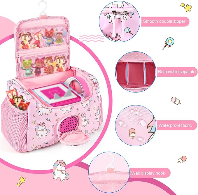 Carrying Case for Toniebox/Little Tikes Story Dream Machine Starter Set & Music Player Storage Carrier Bag Adjustable Strap Travel Storage Bag, Pink