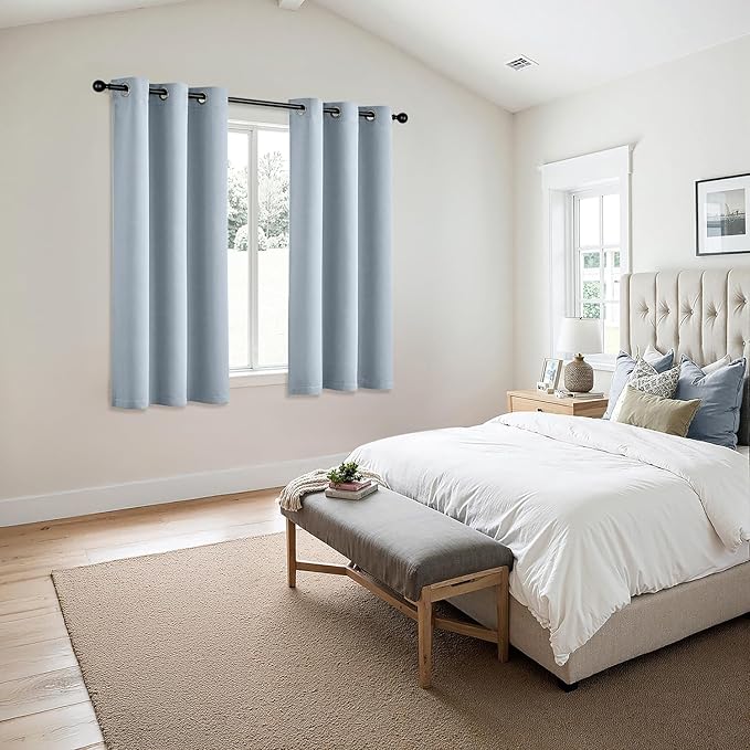 MIULEE Blackout Curtains for Bedroom 2 Panels 40 x 54 Inch Long Light Blue | Thermal Insulated, Living Room Darkening Grommet Drapes, Noise Reducing, Light Blocking Window Treatments