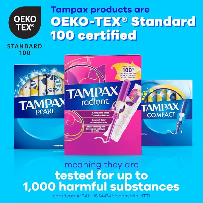 Tampax Pearl Plastic Tampons for Women Multipack, with LeakGuard Braid, Light/Regular/Super Absorbency, Unscented, 204 Count (6 Packs of 34)
