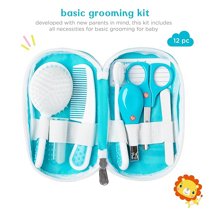 Smart Care Fisher-Price 12-Piece Baby Grooming Kit, Newborn Essentials, Baby Gift Set, Includes Baby Nail Kit, Baby Oral Care, Baby Hair Brush, Baby Comb