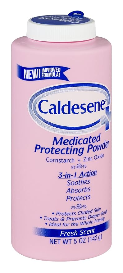 Caldesene Medicated Protecting Body Powder with Zinc Oxide and Cornstarch,Talc-Free Baby Powder Soothes & Protects,5 Oz.,(Pack of 2)