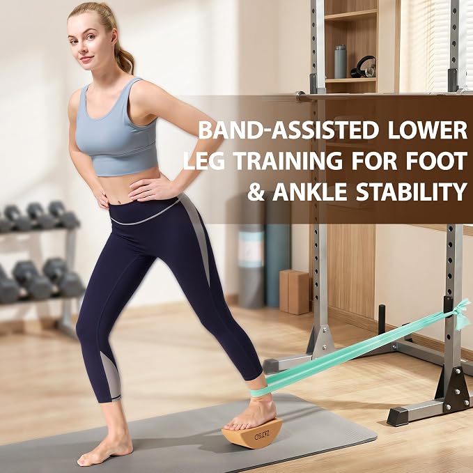 Half Moon Cork Yoga Blocks, 2 Pack Balance Trainer | Half Moon Cork Blocks For Balance Work | Foot Placement Drills | Ankle Mobility and Calf Stretching | Bag and Guide Included