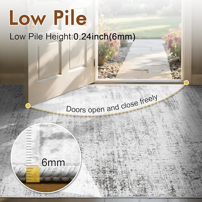 9x12 Ft Extra Large Washable Area Rugs for Living Room, Soft Non-Slip Modern Abstract Pattern Carpet for Bedroom Indoor Floor Nursery Home Decor (Grey)