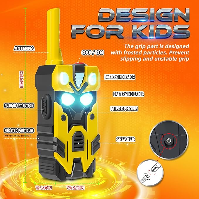 Hornet Transform Toys Walkie Talkies for Kids 2 Pack Robot - 2500FT Range with Cool Light Effects, Birthday Gifts for Boys Girls Ages 3-12, Outdoor Camping Gear, Toddler Toys for Indoor Outside Play