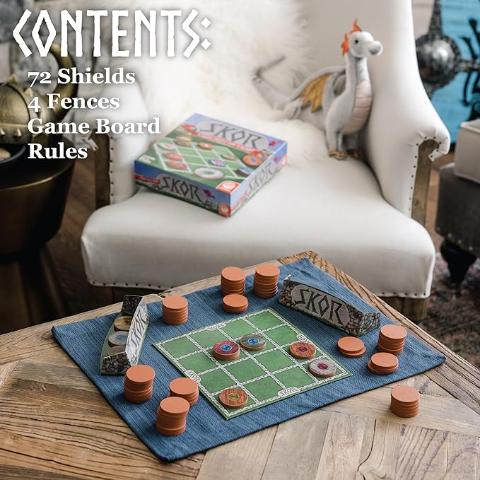 MindWare Skor: A Stacking Strategy Board Game for Kids Ages 6 & Up - Family-Friendly, Color-Matching, Shield-Collecting Games for Families & Classrooms - 2 to 4 Players, 30-Min Playtime