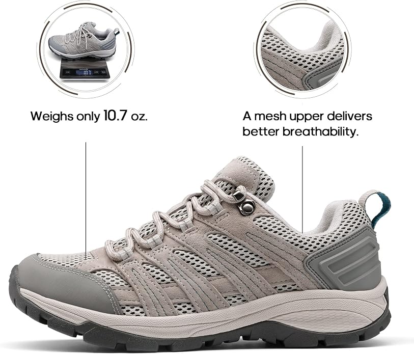NORTIV 8 Women's Lightweight Hiking Shoes | Breathable Walking Sneakers Slip-Resistant For Outdoor Work Travel Daily Wear Wander