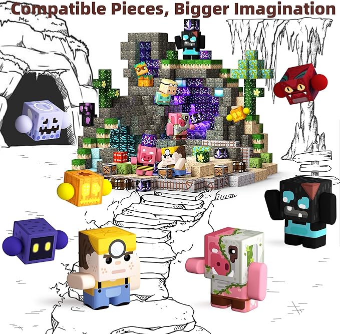 GobiDex 108pcs Magnetic Blocks with Action Figures, Interactive Role-Playing Magnetic Building Toy Set, Toddlers STEM Learning Gift for Christmas