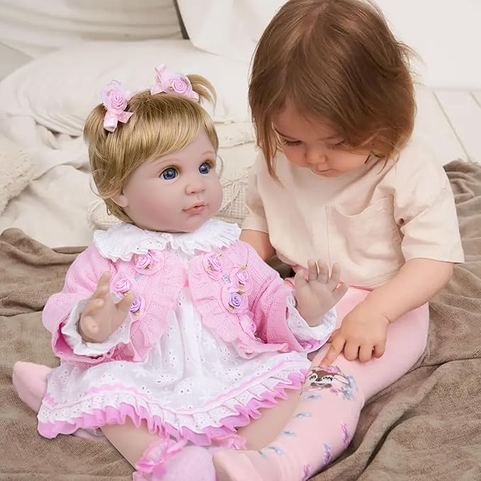 Milidool Lifelike Reborn Baby Dolls Girl - Realistic Newborn Silicone Baby Dolls Girl Real Packaged with Bunny Toy Feeding Toy Accessories Gift Set for Kids Age 3+