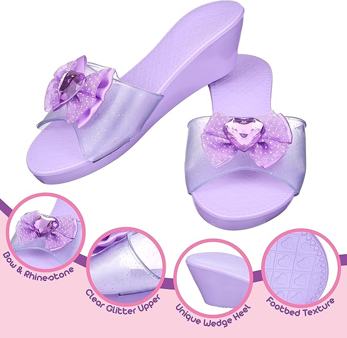 3-Pack Princess Shoe Set - Dress Up Royalty Kids Wedge Heels Slip On Shoes - Pastel Colored Princess Dress Up Shoes, Pretend Play Wedge Heels For Kids - Fits Toddler Size 7-10