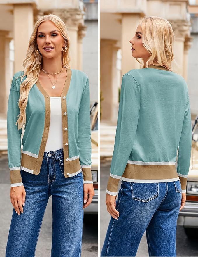 GRACE KARIN Cardigan Sweaters for Women Lightweight Long Sleeve Cropped Cardigan Summer Fall Fashion Clothing Outfits Shrug
