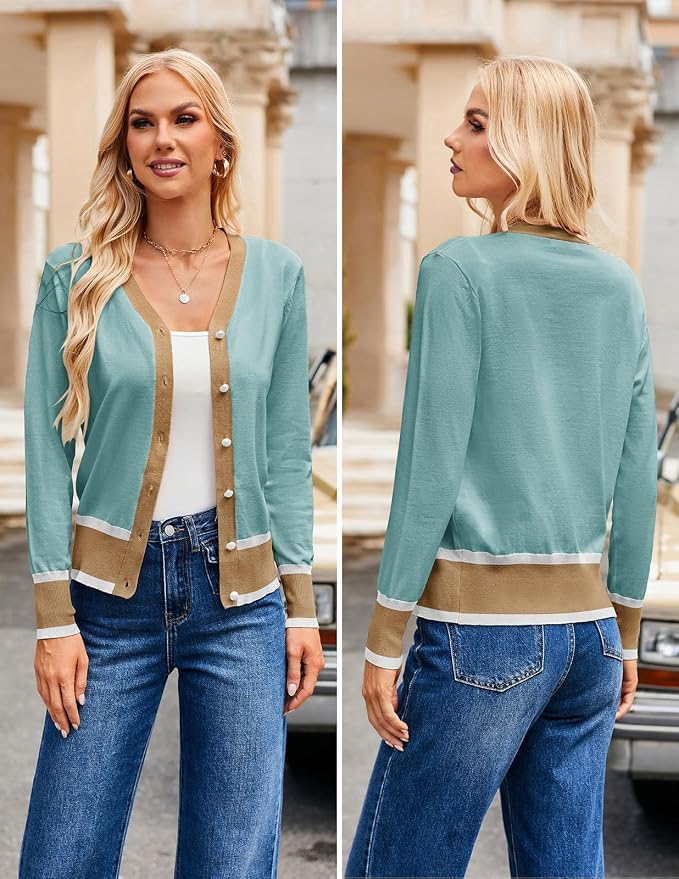 GRACE KARIN Cardigan Sweaters for Women Lightweight Long Sleeve Cropped Cardigan Summer Fall Fashion Clothing Outfits Shrug