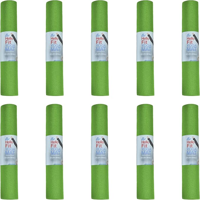 10-Pack Yoga Mat, 68" x 24" Non Slip Exercise Mat, 4mm Thick Gym Mat for Fitness and Stretching, Bulk Non Toxic Yoga Mats for Schools and Studios