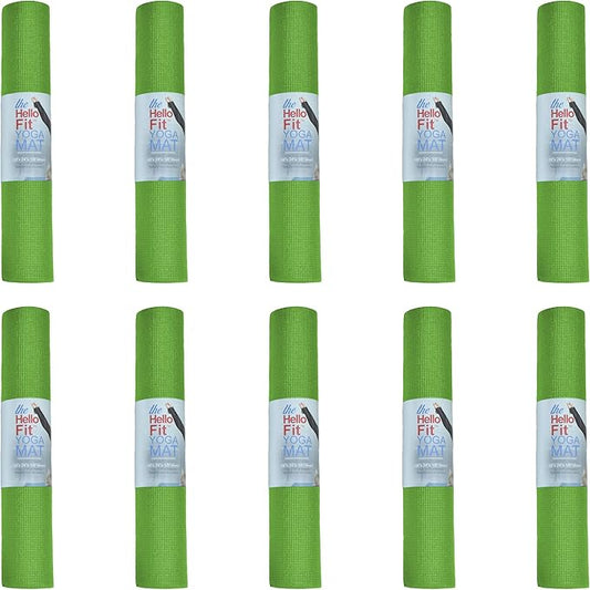 10-Pack Yoga Mat, 68" x 24" Non Slip Exercise Mat, 4mm Thick Gym Mat for Fitness and Stretching, Bulk Non Toxic Yoga Mats for Schools and Studios