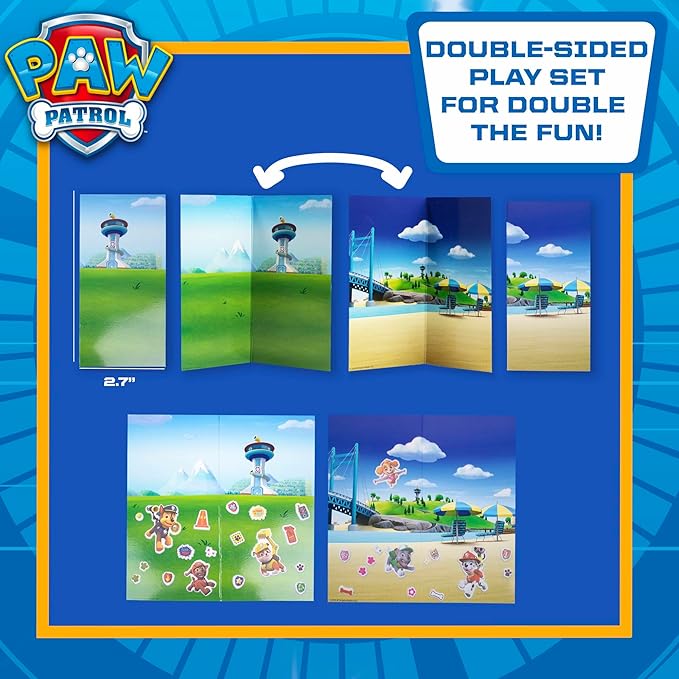 Paw Patrol Mini Sticker Playset - 6-Pack, 45 Reusable Puffy Stickers, Double-Sided Play Scenes, Repositionable Stickers, Travel Toy for Kids & Toddlers, Toddler Activities