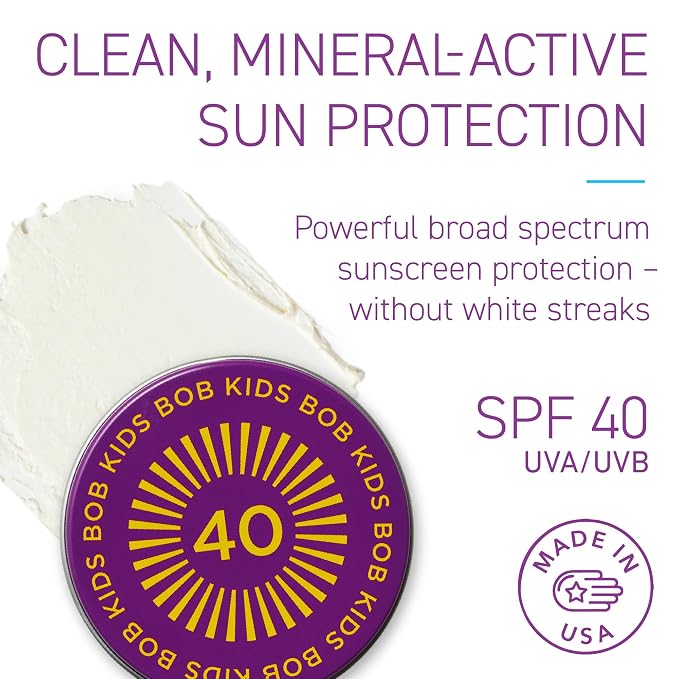 BOB KIDS Duo Pack SPF Sun Protection, SPF 30 Mineral Powder Sunscreen & SPF 40 Kids Sun Protection Balm, Broad Spectrum, Fragrance Free, Water Resistant