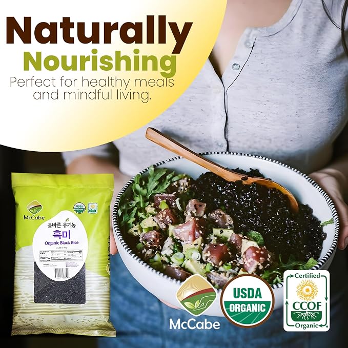 McCabe Organic Black Rice - Gluten Free Black Rice - Rich in Fiber & Minerals | USDA and CCOF Certified | Packed in USA | 12 lbs