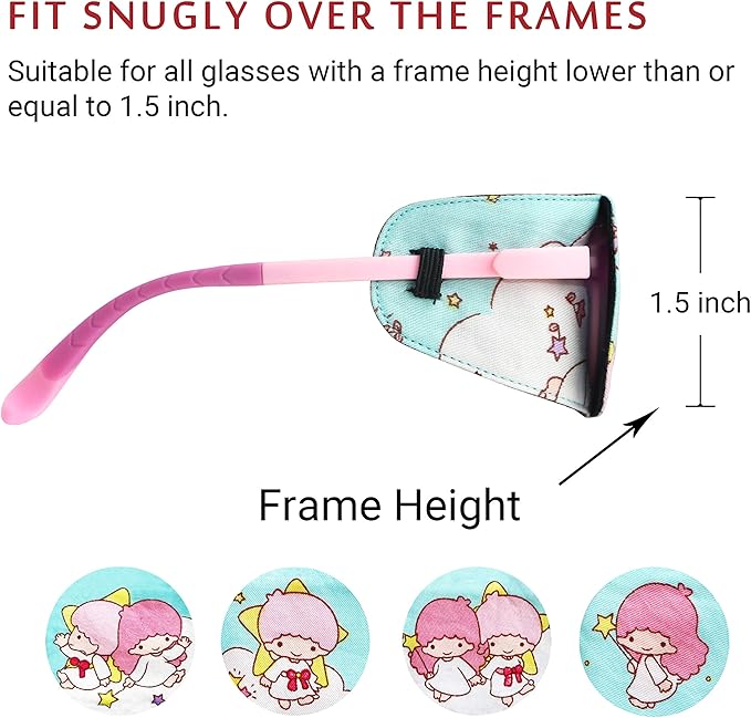 Astropic Cotton & Silk Eye Patch for Kids Glasses (Right Eye, Fairy - Magic Wand)