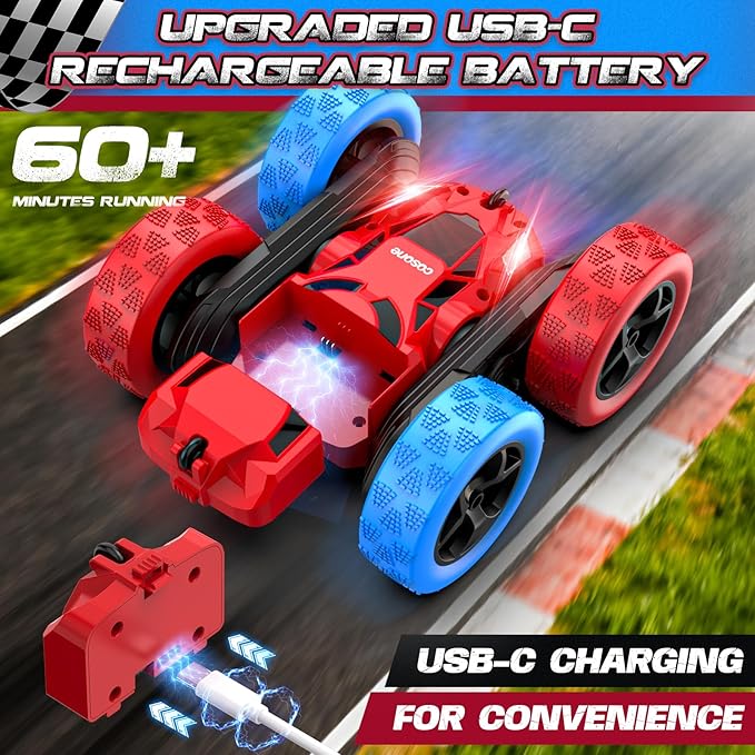 cosone Remote Control Car,RC Cars Toys for 6-12 Year Old Boys, Off Road RC Stunt Car 4WD 360° Rotating Remote Control Cars for Kids, Boys Girls Gifts for Birthday Gift