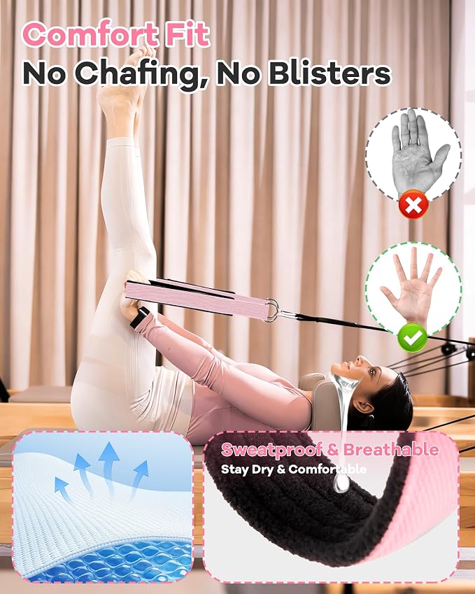 Wonderful Day 2PCS Pilates Straps for Reformer, Comfortable Enhanced Thickness, Fitness Pilates Double Loop Exercise Straps for Home Gym Workout