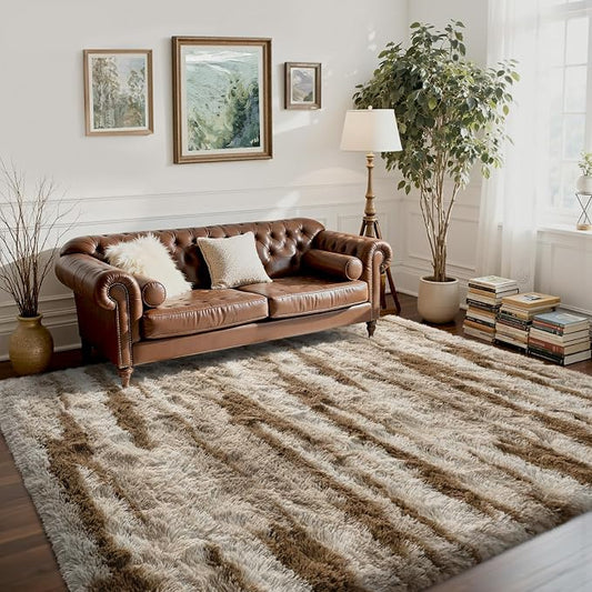 4x6 Ft Fuzzy Rugs for Bedroom,Khaki Neutral Area Rug Non-Slip,Carpet for Living Room Nursery Kids PlayRoom Indoor Modern Plush Carpets