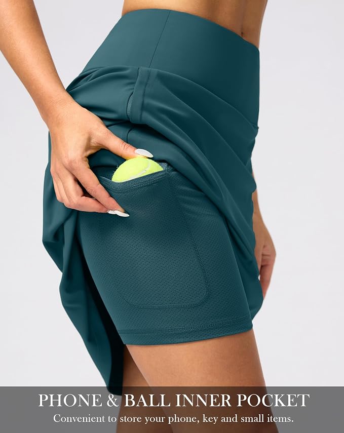G Gradual 20" Skorts with Pockets Knee Length Golf Skirt | Built in Soft Shorts, High Waisted, Tummy Control, Breathable, Long Skorts for Athletic, Tennis, Dressy, Casual, Summer