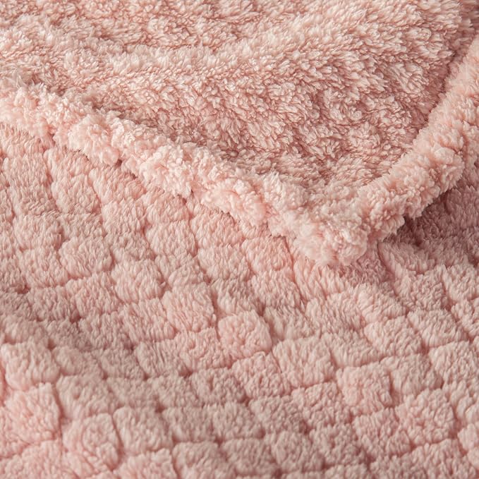 Exclusivo Mezcla Soft Fleece Twin Size Blanket for Bed, Pink | Jacquard Lightweight Cozy Bed Blanket, Breathable Decorative Fuzzy Textured All Season Use, 60x80 Inches