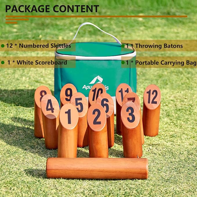 ApudArmis Wooden Tossing Game Set, Numbered Block Toss Games Set with Scoreboard & Carrying Case - Outdoor Lawn Backyard Beach Game for Adults Family