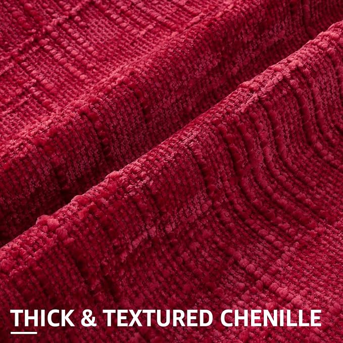 decorUhome Textured Chenille Throw Pillow Covers 26x26 Set of 2 Red | Fall Modern Farmhouse Soft Cozy Slubby Couch Pillow Cases Boho Decorative Pillow Cases for Bed Sofa Living Room Home Decor