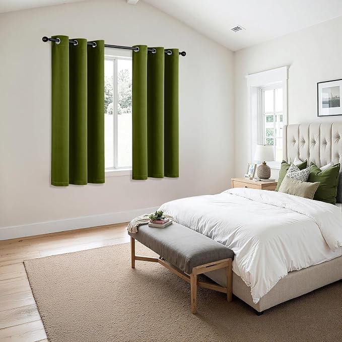 MIULEE Blackout Curtains for Bedroom 2 Panel 40"x54" Long Light Olive Green | Thermal Insulated, Living Room Darkening Grommet Drapes, Noise Reducing, Light Blocking Window Treatments