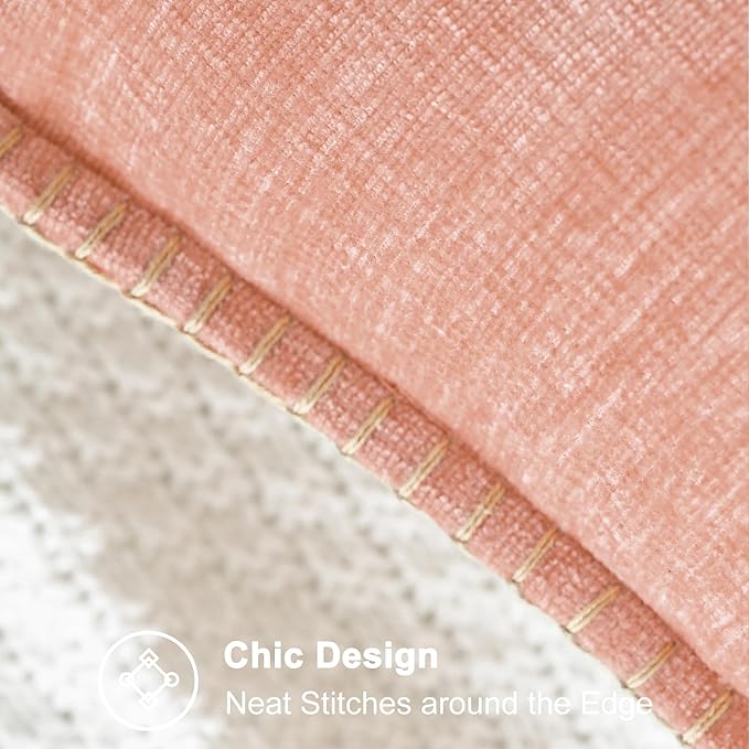 CaliTime Decorative Couch Throw Pillow Covers 26 X 26 Inches Dusty Pink | Pack of 2, Cozy Chenille Cushion Cases, Cotton Thread Stitching Edges, for Sofa Bed Living Room Farmhouse
